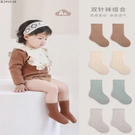 SET 5 ĐÔI TẤT CHÂN CHO BÉ Si 82k/1 set 5 đôi mix màu 