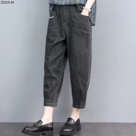 Quần baggy jeans cạp chun ống rộng Si Mẫu 1-2: 142k #Còn lại: 147k