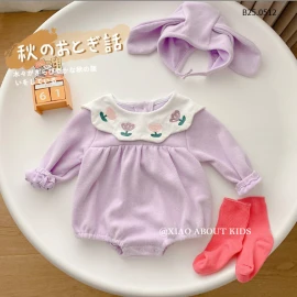 BODYSUIT CỔ HOA KÈM MŨ CHO BÉ  - Sỉ 155k