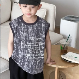 Áo tank top chữ mix quần jogger cho bé - Sỉ 86k