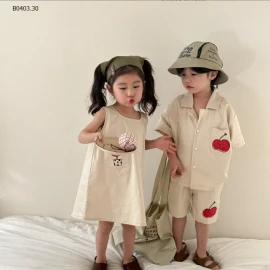 SET COUPLE  QUẢ CHERRY -sỉ  Bộ=Váy : 159k/set