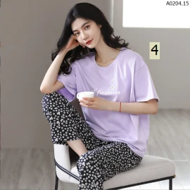 BỘ COTTON CỔ TRÒN QUẦN DÀI NỮ sỉ 185k/bộ