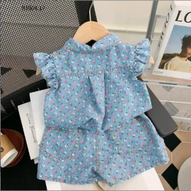 SET BỘ DENIM IN HOA BÉ GÁI SIU XINH- Sỉ 140k