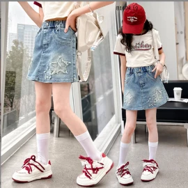 QUẦN SHORT JEAN GIẢ VÁY BÉ GÁI HÃNG JUZITIGE- Sỉ 153k