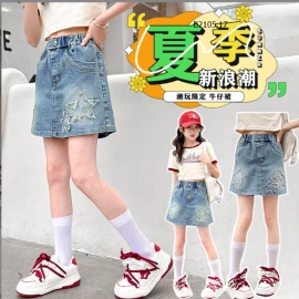 QUẦN SHORT JEAN GIẢ VÁY BÉ GÁI SIZE ĐẠI JUZITIGE-sỉ 153k/chiếc