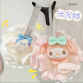 SET 3 BÔNG TẮM SANRIO-sỉ 55k/set 3c mix màu