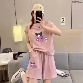 Bộ quần short áo ngắn tay in hoạt hình Kuromi sỉ 92k 