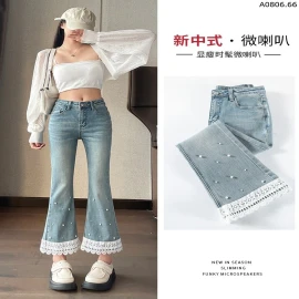 QUẦN JEAN NỮ VIỀN PHỐI REN sỉ 218k/chiếc