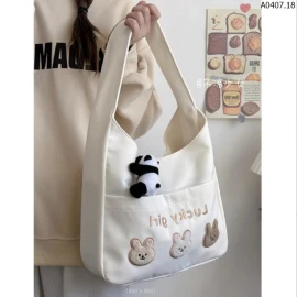 TÚI TOTE VẢI LUCKY GIRL & THỎ MIFFI sỉ 80k/chiếc