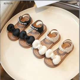 SANDAL NƠ QUAI DÁN ĐÍNH NGỌC TRAI CHO BÉ-sỉ Sz 22-26 110k           Sz 27-31 115k 