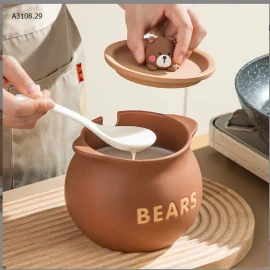 HŨ SỨ ĐỰNG DẦU MỠ BEAR-sỉ Nắp gấu : 178k                 Nắp thường : 163k