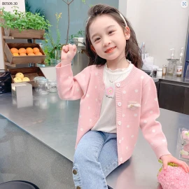 ÁO CARDIGAN LEN CHẤM BI BÉ GÁI-sỉ 128k/chiếc 