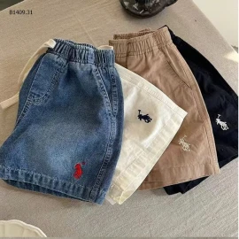 QUẦN SHORT CẠP CHUNN THÊU BÉ TRAI-sỉ   Màu xanh : 111k   Các màu còn lại : 101k