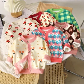 ÁO KHOÁC CARDIGAN LÓT LÔNG BÉ GÁI -sỉ 87k