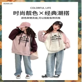 ÁO HOODIE CÓ MŨ IN CHỮ THỜI TRANG CHO BÉ GÁI SZ ĐẠIsỉ 120k