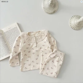 Bộ cotton hoa nhí cổ thêu hoa -sỉ 158k