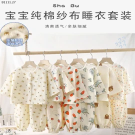 BỘ XÔ MUSLIN QUẢNG CHÂU CHO BÉ-sỉ Sz 80-110 : 97k           Sz 120-140 : 111k