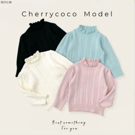 ÁO LEN CỔ VIỀN CHERRYCOCO CHO BÉ IU -sỉ 160k