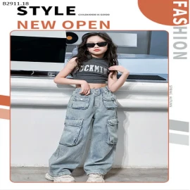 ÁO BA LỖ CRT MIX QUẦN JEANS TÚI HỘP SIZE ĐẠI BÉ GÁI-sỉ  Áo : 105k           Quần : 213k