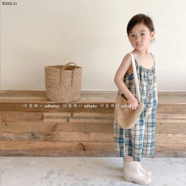 JUMPSUIT 2 DÂY KẺ CARO XANH DỄ THƯƠNG-sỉ 127k