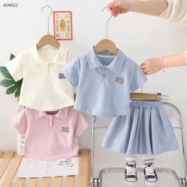 SET BỘ POLO CỘC TAY MIUMIU CHO BÉ GÁI- sỉ 132k
