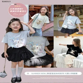 ÁO THUN CÚN ĐÍNH NƠ AMBB  -Sỉ  sz 90-150: 116k sz 160: 129k