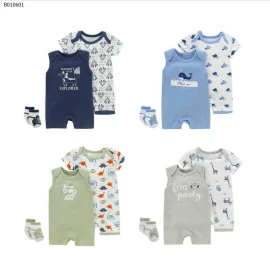 Set 2 body cotton mềm mịn, kèm tất ton-sur-ton - sỉ 125k/set 2c như hình
