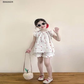 SET ÁO CÁNH TIÊN + QUẦN ĐÙI PHỐI VIỀN BÈO BÉ GÁI - sỉ 200k