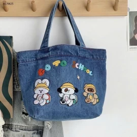 TÚI XÁCH BÒ THÊU CARTOON - sỉ 55k