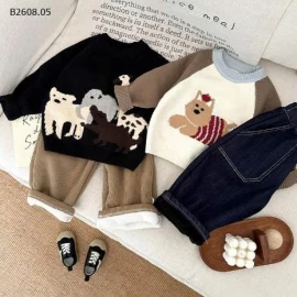 ÁO LEN HOẠ TIẾT HOẠT HÌNH CHO BÉ-Giá sỉ 138k.