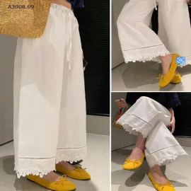  QUẦN ỐNG RỘNG THÊU REN CHO NỮ-Giá sỉ 207k 