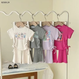 Bộ đồ công chúa quần ống loe tay ngắn nơ eo cho bé - sỉ 126k/bộ 