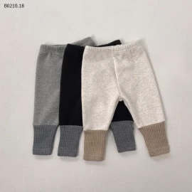 Quần legging vải nhung chắp vá xuân thu Hàn Quốc cho bé - sỉ 107k