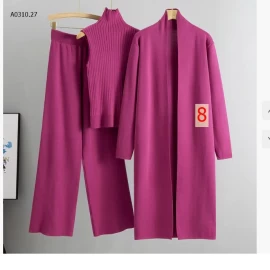 Bộ đồ len dệt kim ba mảnh thời trang thu đông mới của Amazon-Giá sỉ 221k