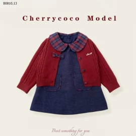 SÉT CARDIGAN ĐẦM JEANS CHERRYCOCO- Giá sỉ 318k