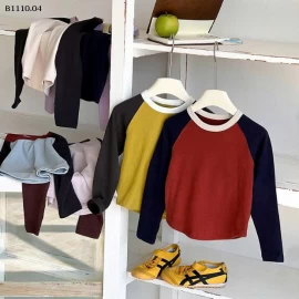 Áo dài tay phối màu nhà Ambb -Giá sỉ sz 90-150: 108k sz 160: 119k sz 170: 132k