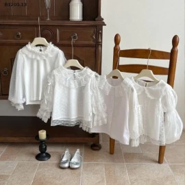 ÁO SƠ MI PHỐI REN LƯỚI CHO BÉ GÁI  - sỉ 130k