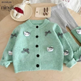 Set áo cardigan kitty hàn quốc-Giá sỉ set 245k , áo 165k, quần 115k