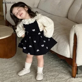 SET  Áo babydoll +quần yếm denim cho bé-Giá sỉ 275k