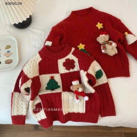 ÁO LEN NOEL CHO BÉ NHÀ Ningli-Giá sỉ  áo : 198k chân váy : 140k