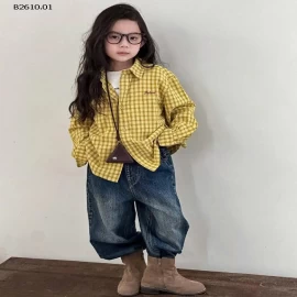 ÁO SƠ MI BÉ GÁI AMBB -Giá sỉ  sz 90-150 : áo 162k, quần 212k sz 160 : áo 173k , quần 226k sz 170 : áo 187k, quần 247k