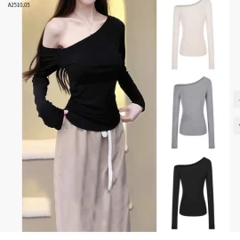 Aó thun mùa thu lệch vai  - sỉ 99k