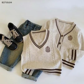 Áo len trẻ em Maibao  nhà Huzhou Zhili - giá sỉ  áo choàng dài tay  : 175k  áo gile : 139k