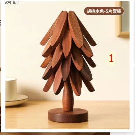 BỘ 5 MIẾNG LÓT BÁT ĐĨA NỒI CỐC CHÉN  BẰNG GỖ - sỉ 80k