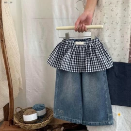 QUẦN JEANS PHỐI VÁY KẺ CARO- sỉ 155k