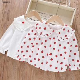 Áo sơ mi  ve áo ren  bé gái - sỉ 85k