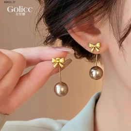 Hoa tai ngọc trai Champagne hãng Golicc - sỉ 120k