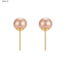 Khuyên tai ngọc trai LINEER màu hồng kem siu xinh   - sỉ 110k/đôi