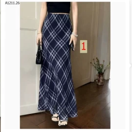 Chân váy kẻ chất tơ có lót  - sỉ 145k