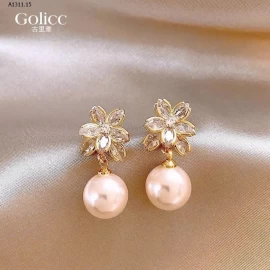 Hoa tai gollic đính hoa đá hoa giả  - sỉ 120k